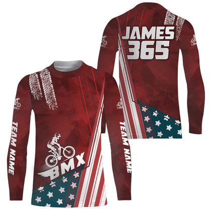 American Bicycle Motocross Jersey UPF30+ Personalized Patriotic BMX Racing Off-Road BMX Life Extreme Jersey| LUT06