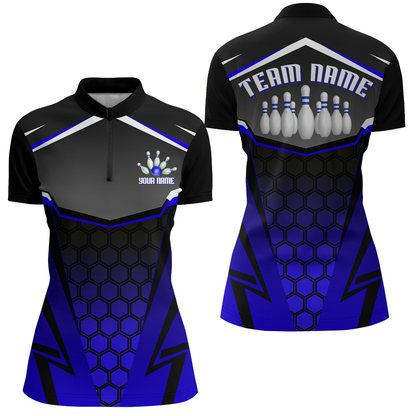Personalized Bowling Shirt Bowling Team League Women Bowling Jersey 1/4 ZIP Shirt QZT265