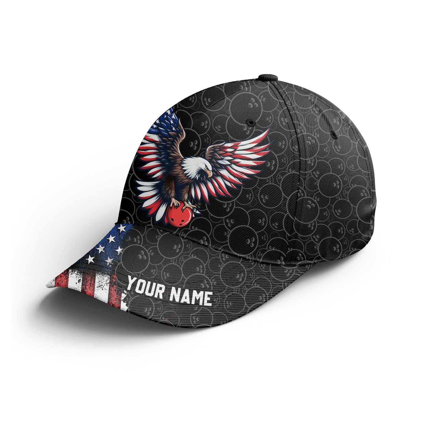 Personalized Bowling 3D Cap, Custom Bowling Hat for Men Women, Bowling Pin & Ball Cap with Name CHT01-4