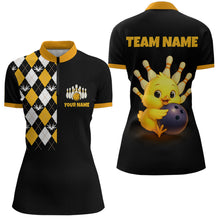 Load image into Gallery viewer, Chick Bowling Shirt Funny Chicken Bowling Team Jersey for Women Polo &amp; Quarter-Zip Bowling League QZT705