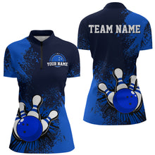 Load image into Gallery viewer, Personalized Women&#39;s Bowling Shirts Bowling Jersey Quarter Zip Bowling Performance QZT497