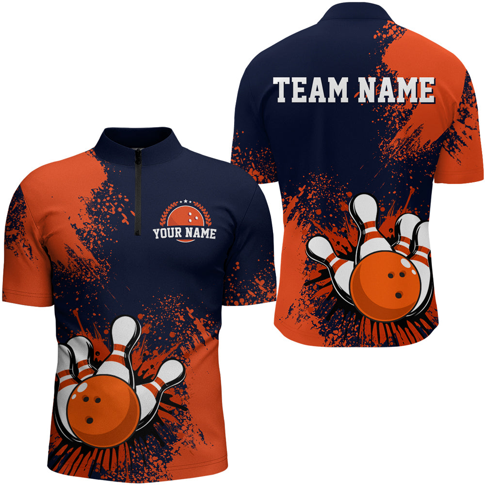 Personalized Men's Bowling Shirts Bowling Jersey Quarter Zip Bowling Performance QZT497