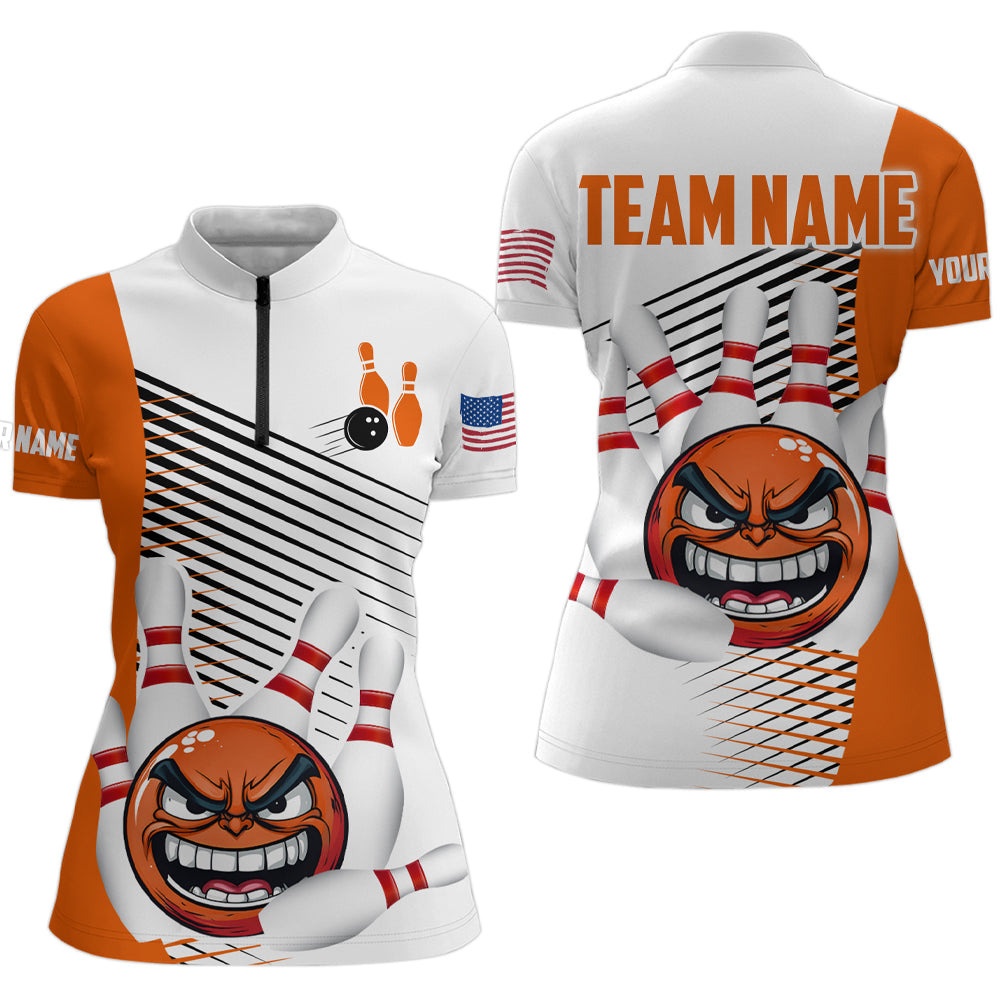 Custom Bowling Shirt Funny Bowling Shirt for Women Bowling Team Jersey 1/4 Zip Shirt Unisex QZT254