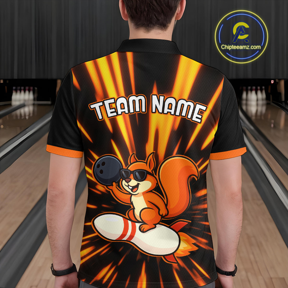 Funny Squirrel Bowling Team Shirt Custom Bowling League Jersey for Men Bowling Outfit Polo & 1/4-Zip QZT766