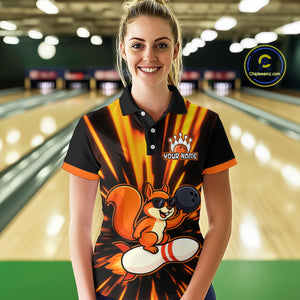 Funny Squirrel Bowling Team Shirt Custom Bowling League Jersey for Women Bowling Outfit Polo & 1/4-Zip QZT766