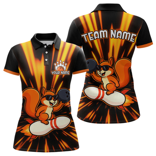 Funny Squirrel Bowling Team Shirt Custom Bowling League Jersey for Women Bowling Outfit Polo & 1/4-Zip QZT766