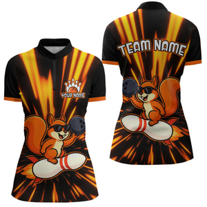 Funny Squirrel Bowling Team Shirt Custom Bowling League Jersey for Women Bowling Outfit Polo & 1/4-Zip QZT766