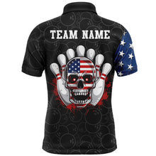 Load image into Gallery viewer, Skull Bowling Polo Shirt US Flag Bowling Jersey Men Bowling Camo Bowling Customized QZT261