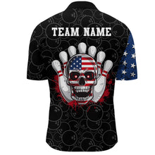 Load image into Gallery viewer, Skull Bowling Polo Shirt US Flag Bowling Jersey Men Bowling Camo Bowling Customized QZT261