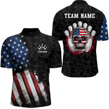 Load image into Gallery viewer, Skull Bowling Polo Shirt US Flag Bowling Jersey Men Bowling Camo Bowling Customized QZT261
