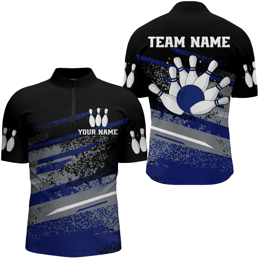 Personalized Men's Bowling Jersey Quarter Zip Bowling Team Shirts Bowling Gifts QZT501