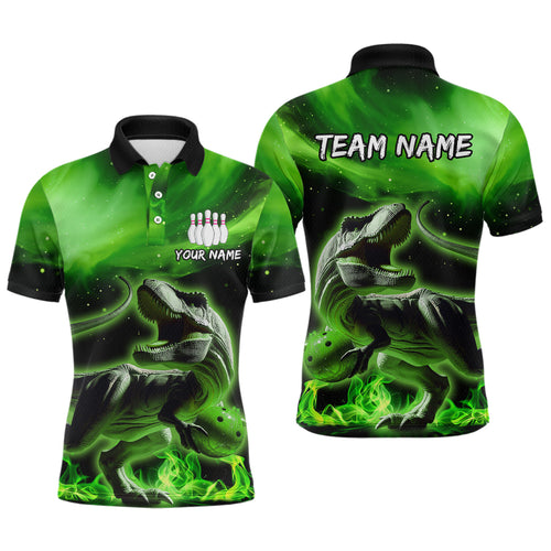 Personalized Green Dinosaur Bowling Shirt Bowling Polo Team League for Men Women QZT666