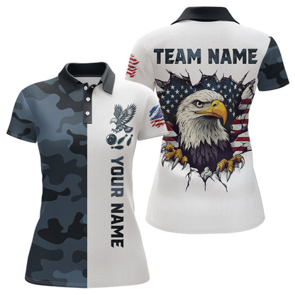 Camouflage Bowling Shirt Custom Eagle Bowling Team Jersey Patriotic Polo Shirt QZT676