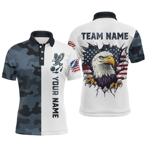 Camouflage Bowling Shirt Custom Eagle Bowling Team Jersey Patriotic Polo Shirt QZT676