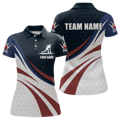 Personalized Red Blue & White Bowling Shirt Patriotic Polo Bowling Jersey for Men & Women QZT677