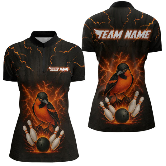 Custom Thunder Lightning Orioles Bowling Shirt Polo & Quarter-Zip Bowling Jersey for Women QZT716