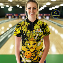 Load image into Gallery viewer, Custom Funny Bee Bowling Shirts for Women 3D Bowling League Jersey Polo &amp; Quarter-Zip QZT743