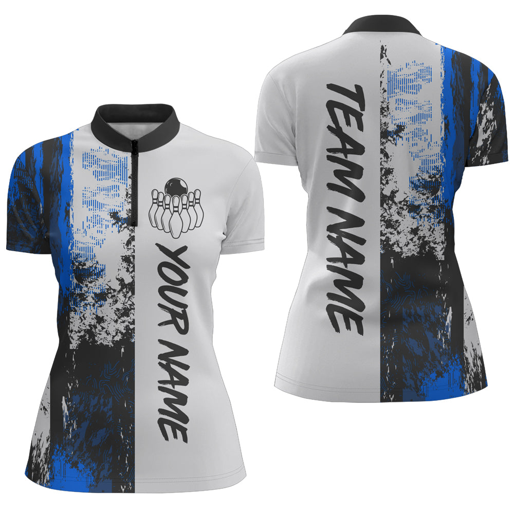Camo 3D Bowling Shirts Women Custom Bowling Team Jersey Quarter Zip Multicolor QZT469