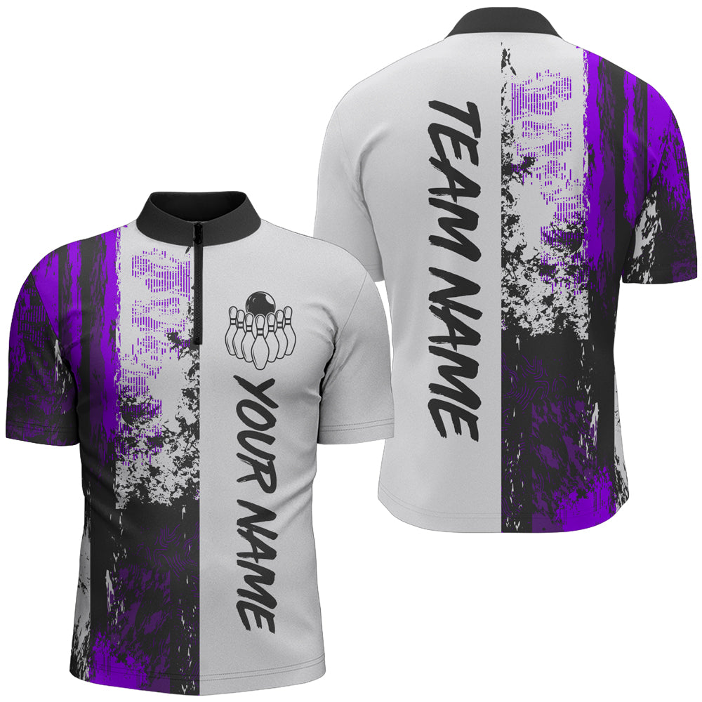 Camo 3D Bowling Shirts Men Custom Bowling Team Jersey Quarter Zip Multicolor QZT469