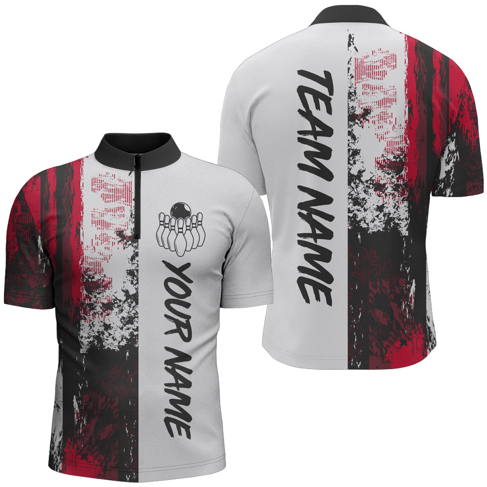Camo 3D Bowling Shirts Men Custom Bowling Team Jersey Quarter Zip Multicolor QZT469