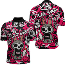 Load image into Gallery viewer, Custom Pink Skull Bunny Bowling Shirt Gothic Men Bowling League Polo Bowling Halloween QZT747