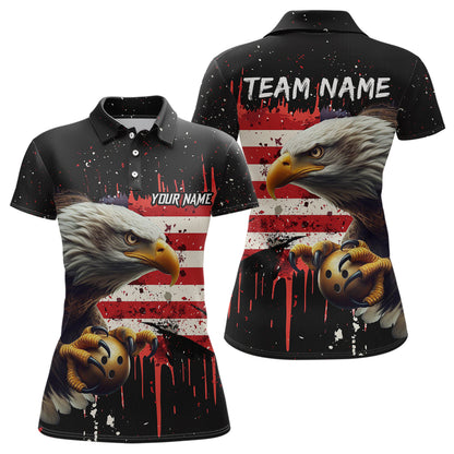 American Flag Bowling Shirt Custom Eagle Bowling Jersey for Men And Women Polo Bowling League QZT630