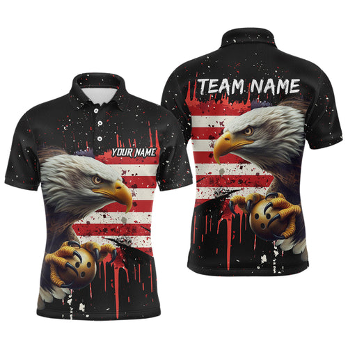 American Flag Bowling Shirt Custom Eagle Bowling Jersey for Men And Women Polo Bowling League QZT630