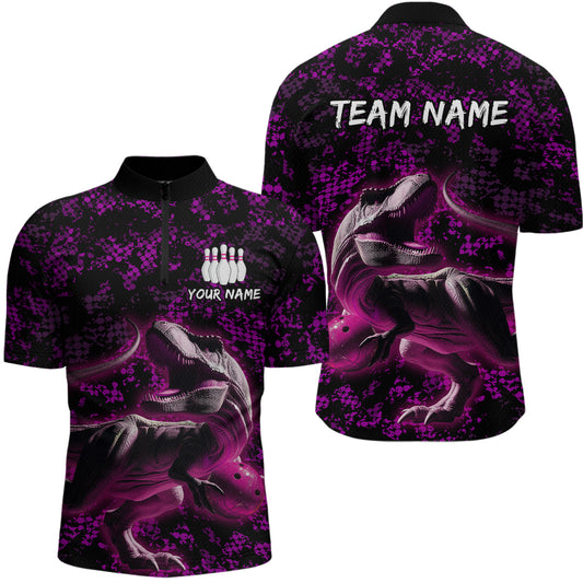 Custom Purple Bowling Shirt Sauropod Bowling Jersey Quarter Zip Bowling League QZT632