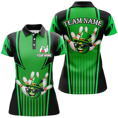 Personalized Bowling Patrick Day Shirt for Women Lucky Bowling Team Jersey Green Bowling Polo Shirt QZT222