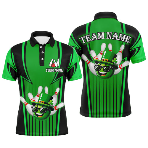 Personalized Bowling Patrick Day Shirt for Men Lucky Bowling Team Jersey Green Bowling Polo Shirt QZT222