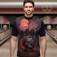 Load image into Gallery viewer, Custom Skull Bowling Team Shirt Vampire Bowling Jersey for Men Bowling Outfit Polo &amp; 1/4 Zip QZT751