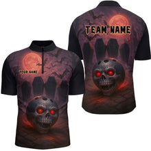 Load image into Gallery viewer, Custom Skull Bowling Team Shirt Vampire Bowling Jersey for Men Bowling Outfit Polo &amp; 1/4 Zip QZT751