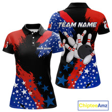 Load image into Gallery viewer, American Flag Bowling Shirt Personalized Patriotic Polo Bowling Team League Gift for Bowlers QZT691