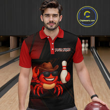 Load image into Gallery viewer, Custom Red Funny Crab Bowling Team Shirt Men Bowling Jersey Outfit Polo &amp; 1/4-Zip Bowler Gift QZT757