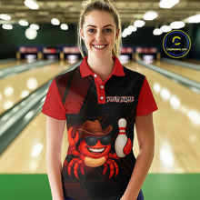 Load image into Gallery viewer, Custom Red Funny Crab Bowling Team Shirt Women Bowling Jersey Outfit Polo &amp; 1/4-Zip Bowler Gift QZT757