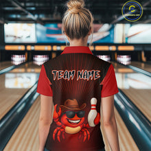 Load image into Gallery viewer, Custom Red Funny Crab Bowling Team Shirt Women Bowling Jersey Outfit Polo &amp; 1/4-Zip Bowler Gift QZT757