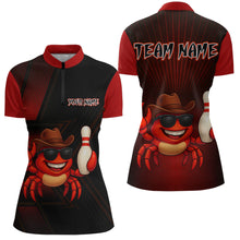 Load image into Gallery viewer, Custom Red Funny Crab Bowling Team Shirt Women Bowling Jersey Outfit Polo &amp; 1/4-Zip Bowler Gift QZT757