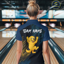 Load image into Gallery viewer, Funny Golden Retriever Dog Bowling Shirt for Women Custom Polo &amp; Quarter-Zip Bowling Team Jersey QZT760