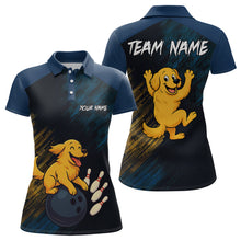 Load image into Gallery viewer, Funny Golden Retriever Dog Bowling Shirt for Women Custom Polo &amp; Quarter-Zip Bowling Team Jersey QZT760