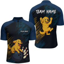Load image into Gallery viewer, Funny Golden Retriever Dog Bowling Shirt for Men Custom Polo &amp; Quarter-Zip Bowling Team Jersey QZT760