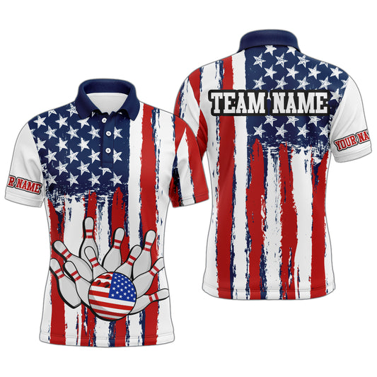 American Bowling Polo Shirt for Men Custom Bowling Team Shirt Bowlers Jersey QZT227