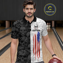 Load image into Gallery viewer, American Flag Bowling Team Shirt Polo 1/4-Zip Patriotic Bowling Jersey for Men Halloween Gift QZT729