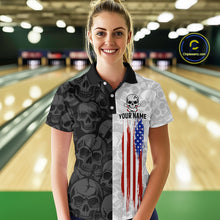 Load image into Gallery viewer, American Flag Bowling Team Shirt Polo 1/4-Zip Patriotic Bowling Jersey for Women Halloween Gift QZT729