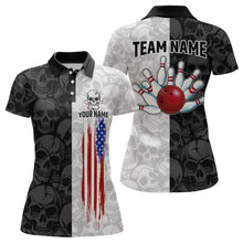 Load image into Gallery viewer, American Flag Bowling Team Shirt Polo 1/4-Zip Patriotic Bowling Jersey for Women Halloween Gift QZT729