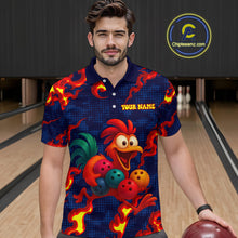 Load image into Gallery viewer, Custom Red Flame Funny Chicken for Men Bowling Team Jersey Bowling League Shirt Polo &amp; 1/4-Zip QZT762