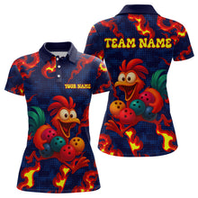 Load image into Gallery viewer, Custom Red Flame Funny Chicken for Women Bowling Team Jersey Bowling League Shirt Polo &amp; 1/4-Zip QZT762