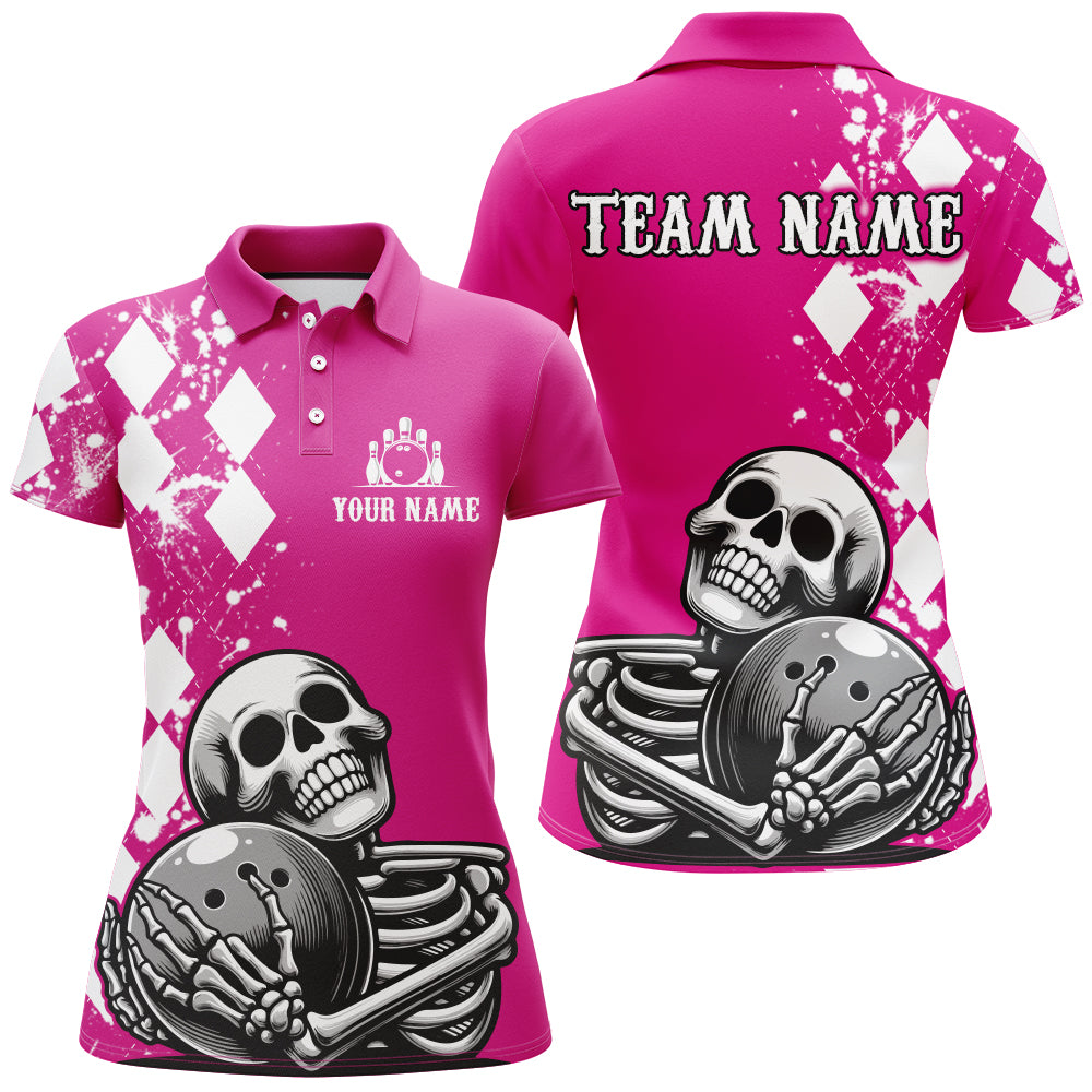 Skull Bowling Shirt for Women Custom Bowling Jersey Bowling Polo Shirt Bowling Team League QZT293
