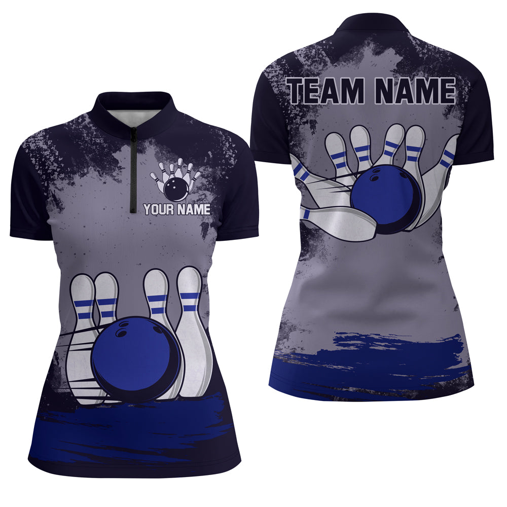 Personalized Bowling Team Shirts Multicolor Women's Bowling Shirt 1/4 Zip Bowling QZT490