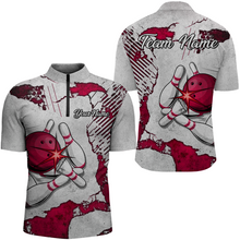 Load image into Gallery viewer, Personalized Unisex Bowling Jersey Quarter Zip Bowling Team Shirt for Men Bowler Gift QZT498