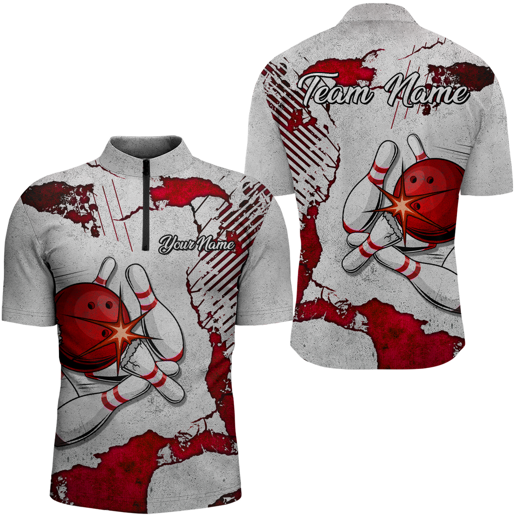 Personalized Unisex Bowling Jersey Quarter Zip Bowling Team Shirt for Men Bowler Gift QZT498